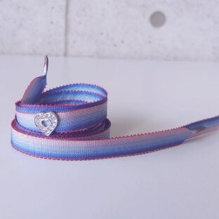 藍色グラデ　ハートチャーム付き　（リボンシューレース）