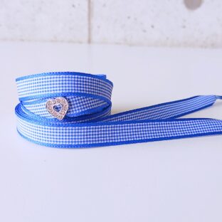 Check Gal ブルー　ハートチャーム付き　（リボンシューレース）