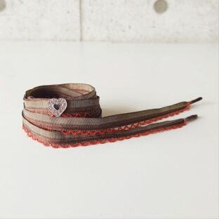 ピコットガール オリーブ　ハートチャーム付き　（リボンシューレース）