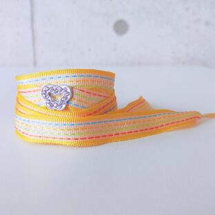 イエローキャンディー　バタフライチャーム付き　（リボンシューレース）