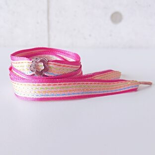 ピンクキャンディー　フラワーチャーム付き　（リボンシューレース）