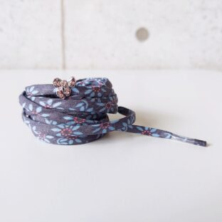 グレイッシュブルー　リボンチャーム付き　（プリント地シューレース）